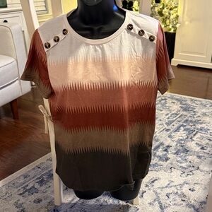 SHEIN Brown Gradient Short Sleeve Top